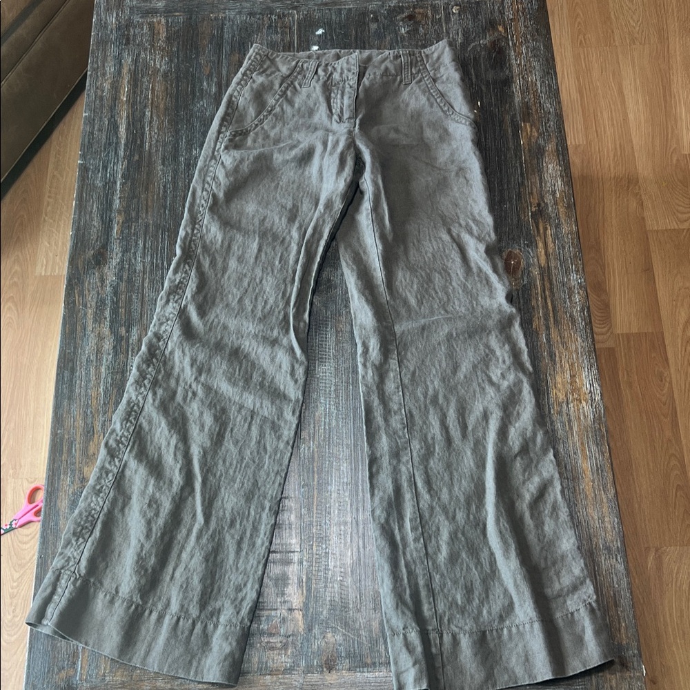 Wide Leg 100% Linen Pants in Brown